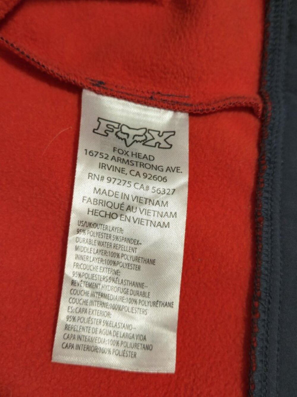 New Fox Racing Bionic Brawled Jacket Charcoal Grey Red Mens Size L Softshell DWR - Picture 3 of 5